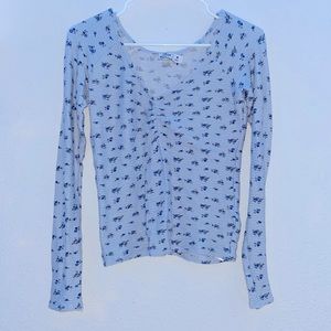 Blue flowery long sleeve